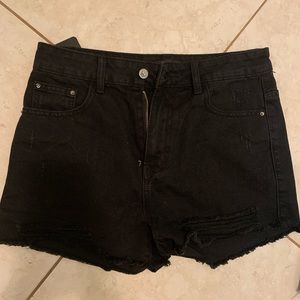 NASTY GAL black distressed high wasted shorts